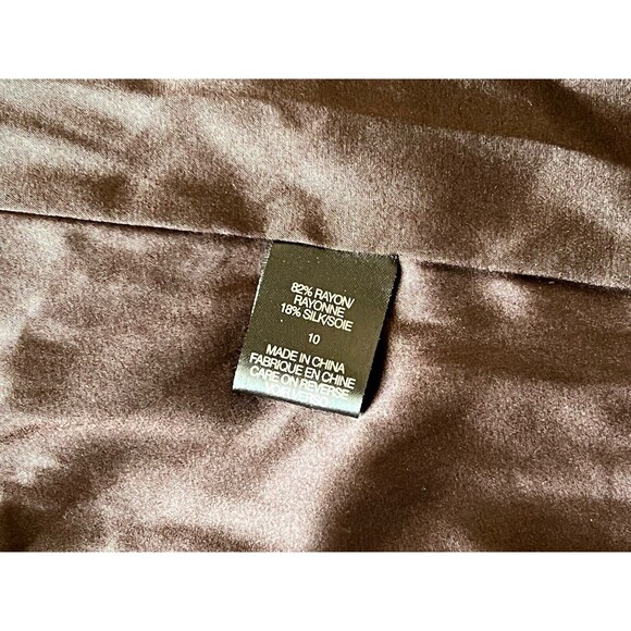 Elie Tahari Sydney Skirt 10 Walnut Rayon Silk Blend NWT Lined Zip Velvet Sheer - Picture 11 of 14